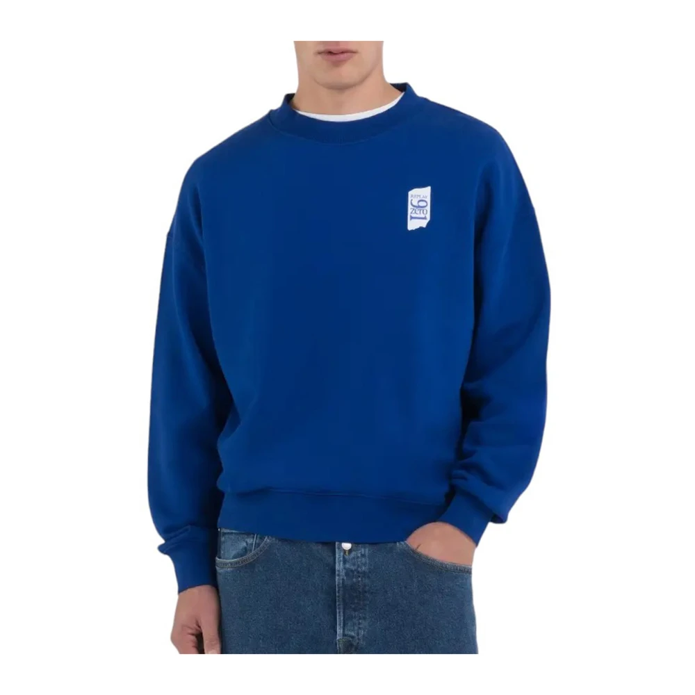 Replay True Blue Stijlvolle Sweatshirt voor Mannen Blue Heren