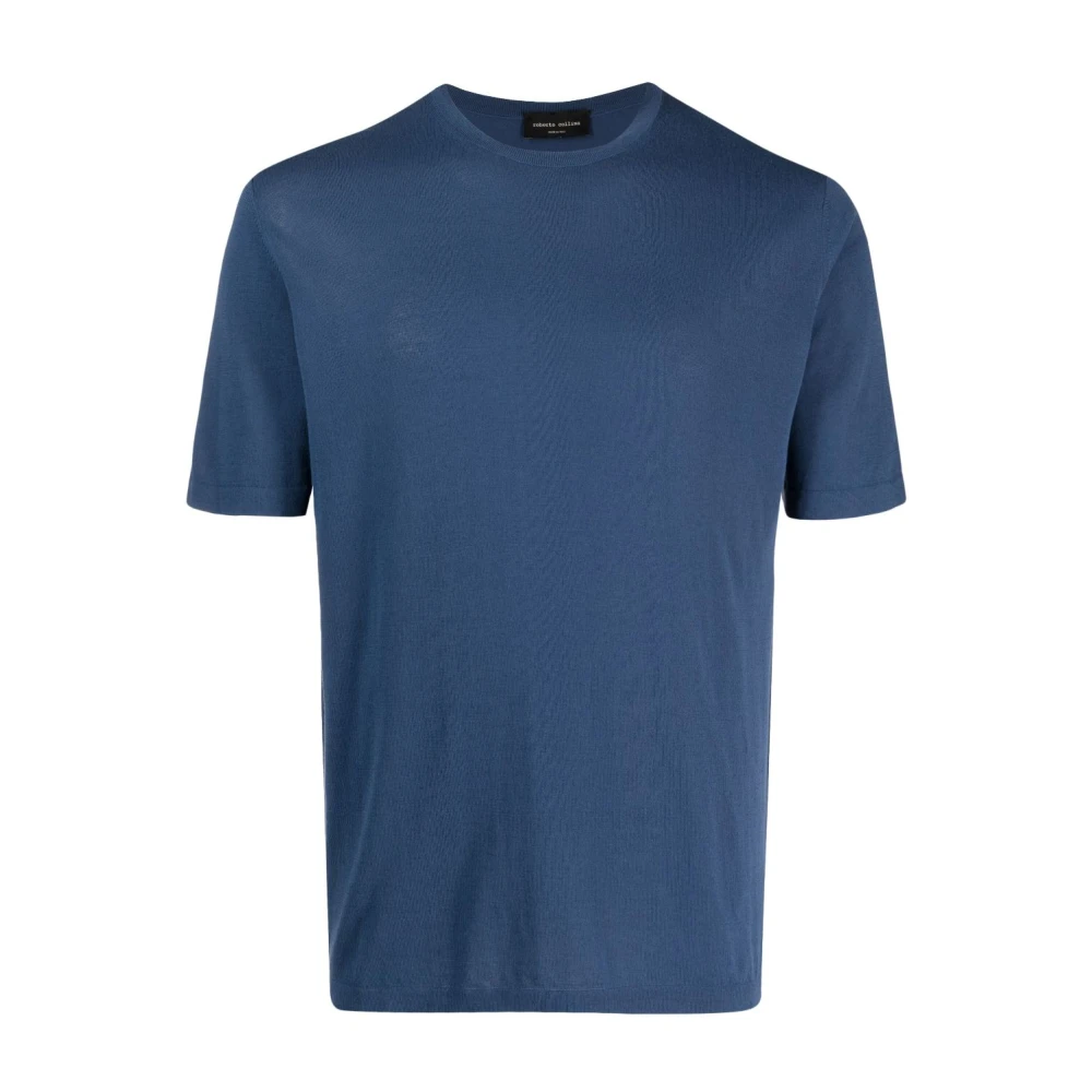 Roberto Collina Moderne Gebreide T-shirt Blue Heren