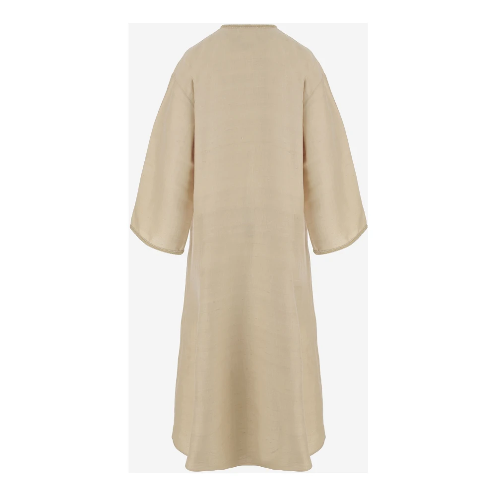 By Malene Birger Zijden Roos Lange Mouw Jurk By Herenne Birger Beige Dames