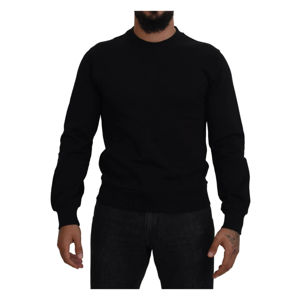 Dolce & Gabbana Men's Black Sweatshirts, S, Crew Neck Jumper