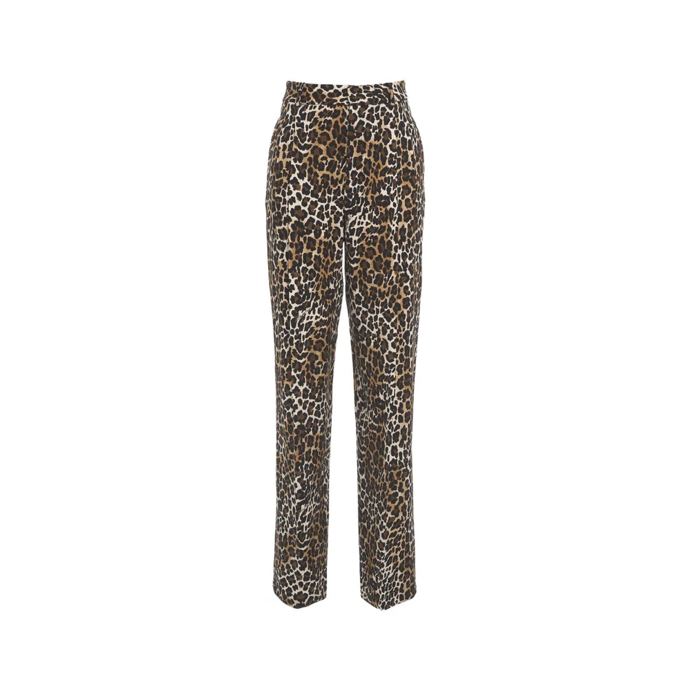 Elisabetta Franchi Bruine Geplooide Crepe Broek Dierenprint Brown Dames