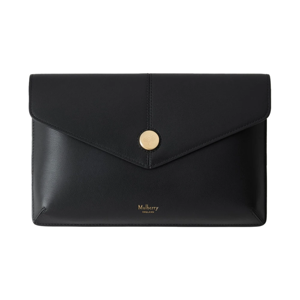 Mulberry Zwarte Envelop Clutch met Drukknop Black Dames