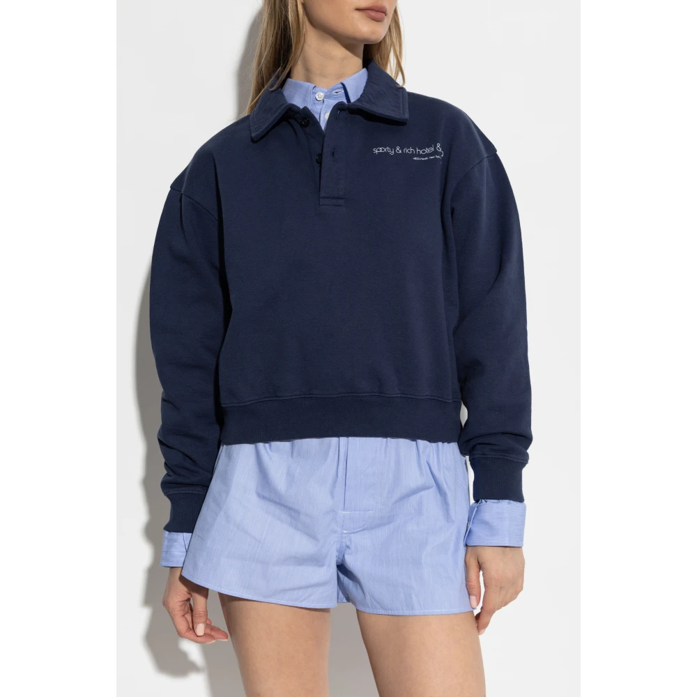 Sporty & Rich Blouse met kraag Blue Dames