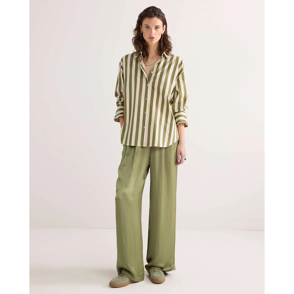 Summum Woman Gestreepte lange mouw blouse Green Dames