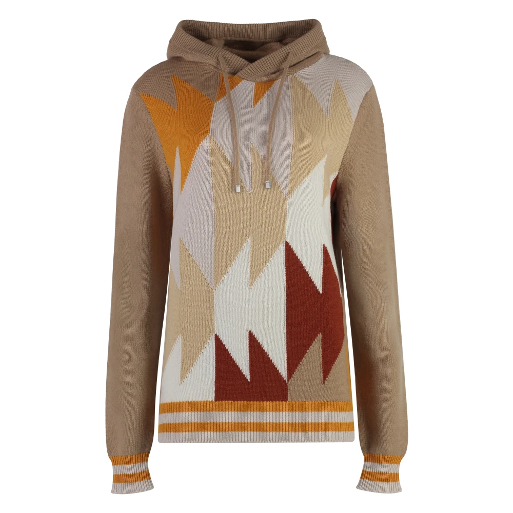 Malo Cashmere Gebreide Hoodie met Ribboorden Beige Heren