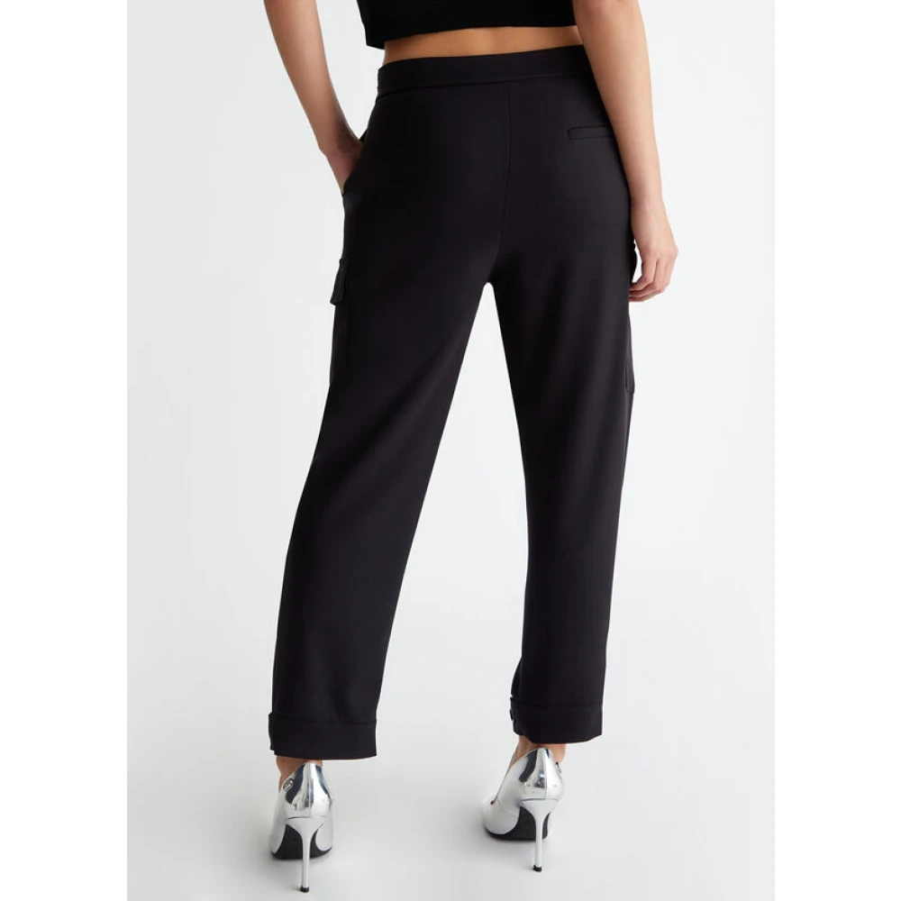 Liu Jo Zwarte Cropped Flanellen Broek Black Dames