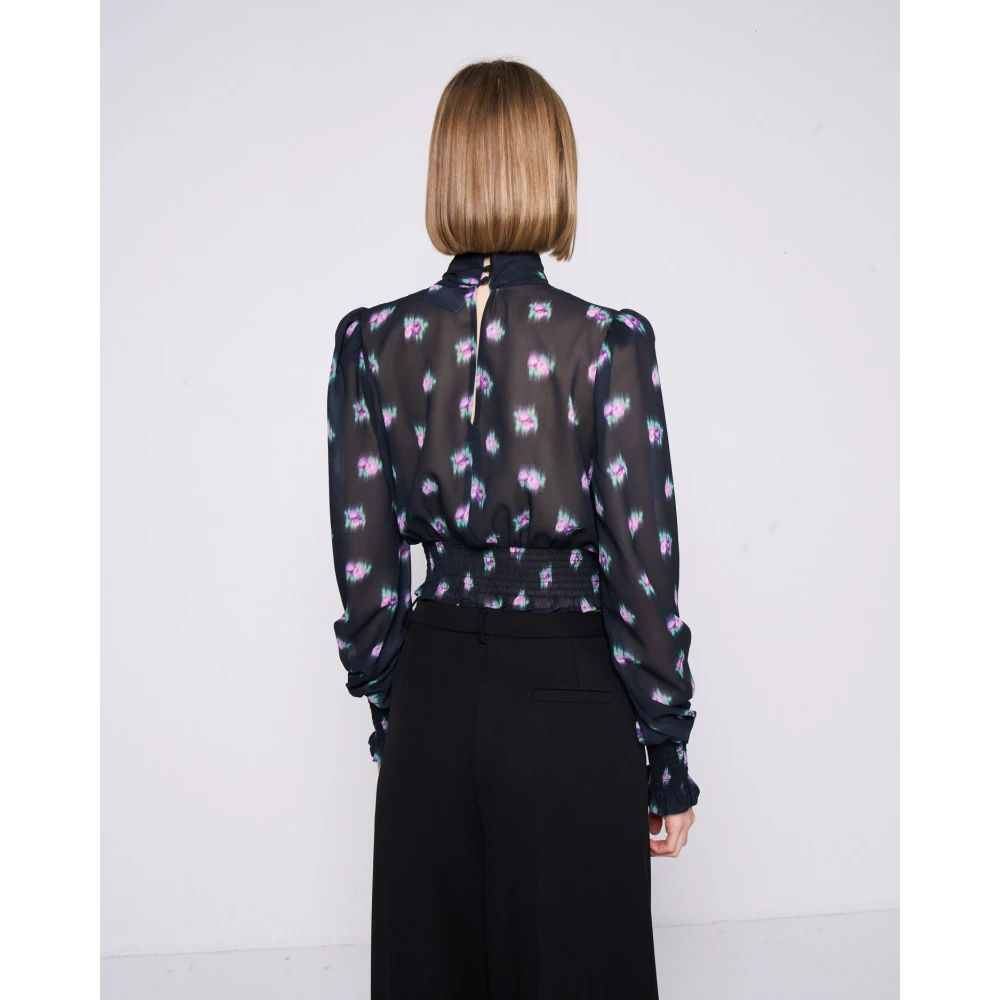 Silvian Heach Fantasie Blouse met Pofmouwen Blue Dames