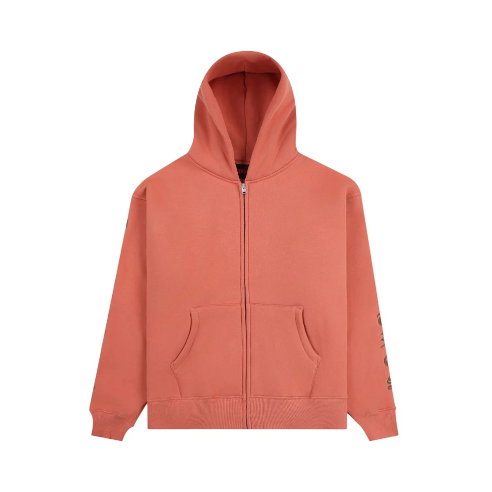 Pleasures Geborduurde Zip Up Hoodie Orange Heren