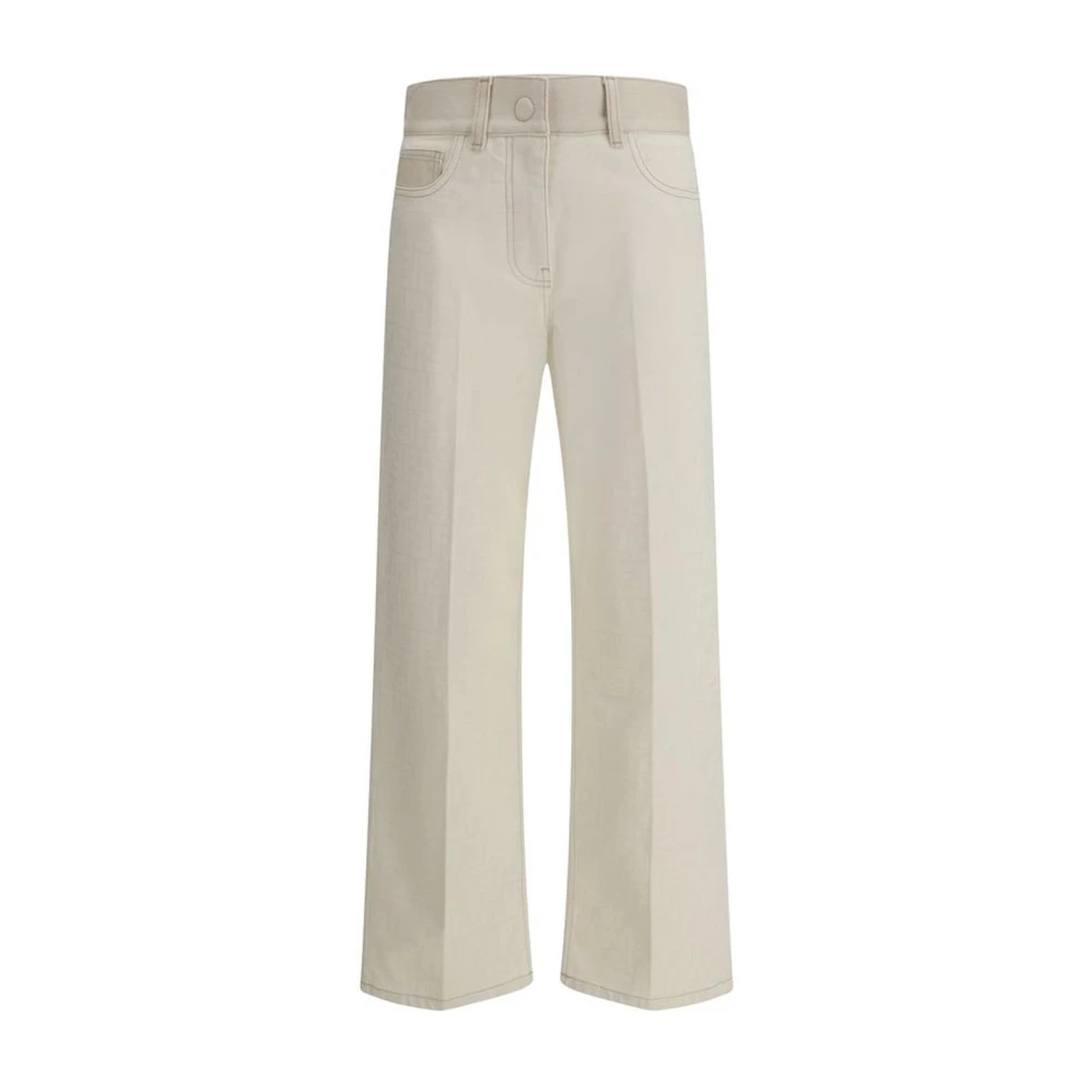 Fendi Iconische FF Patroon Straight Jeans White Dames
