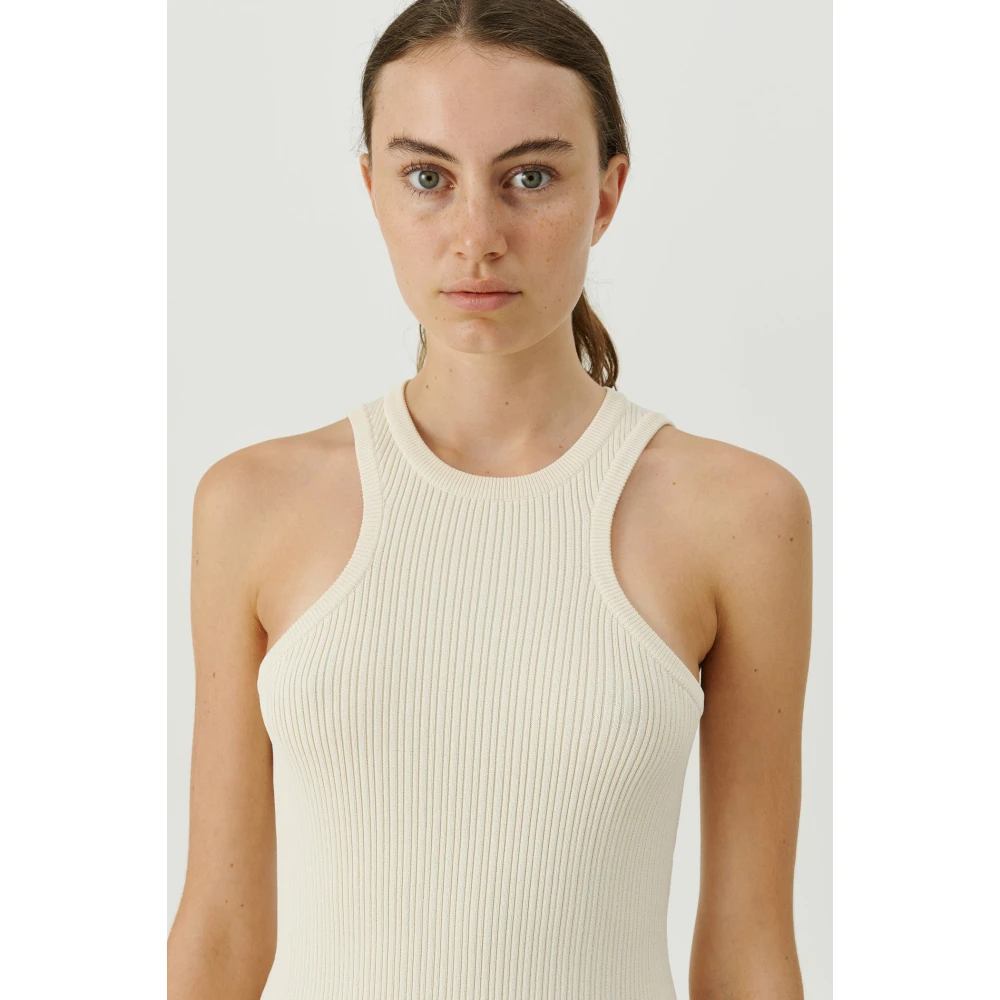 Soulland Mouwloze Ribgebreide Top White Dames