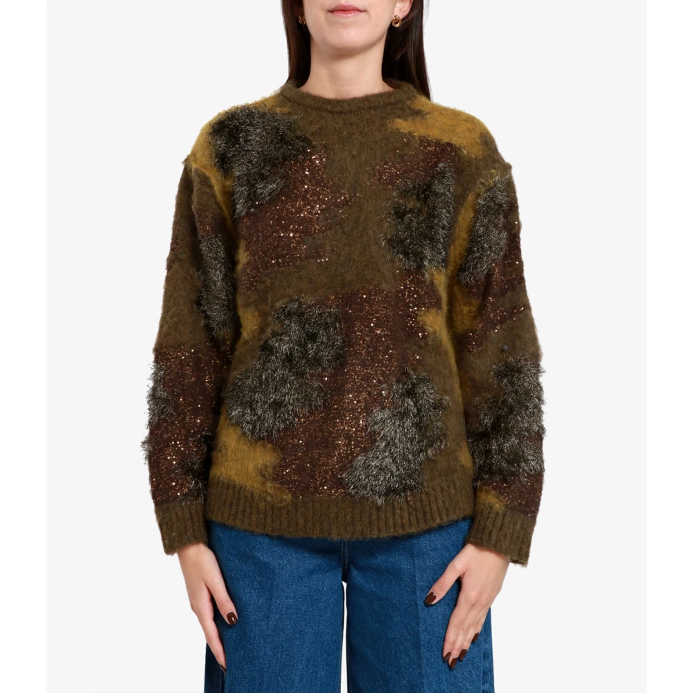 Semicouture Camouflage Wollen Trui Multicolor Dames