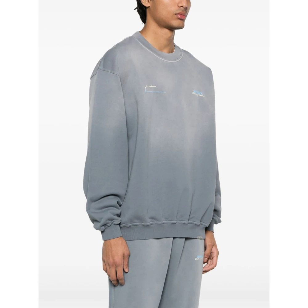 Represent Groene Sweater met Print op de Rug Gray Heren