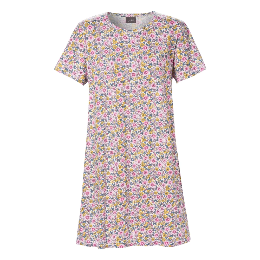 Hvit/Rosa/Blå/Gul Trofe Stor T-Skjorte/Nattkjole I Multicolor Print Og Med Korte Ermer Undertøy