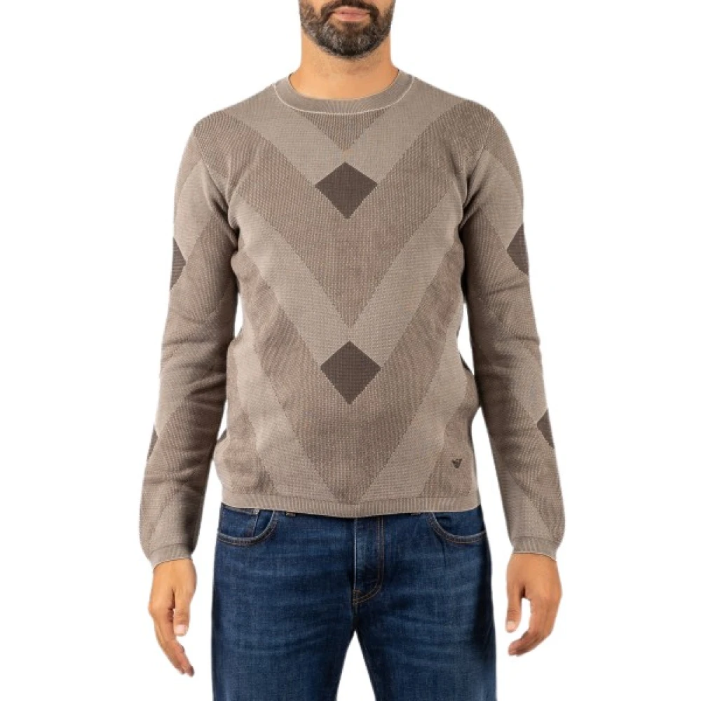 Emporio Armani , Round-Neck Knitwear, Male, Brown, Xl, Round-Neck Jumper