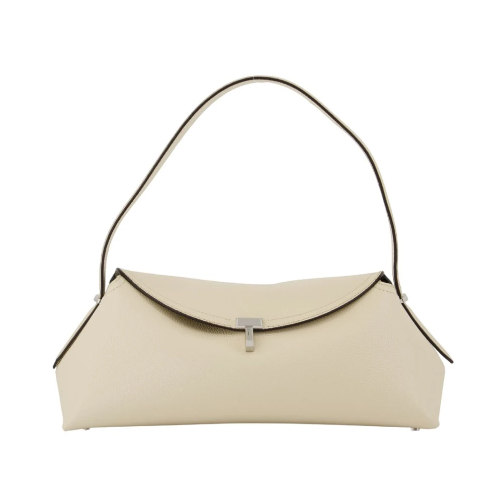 Toteme T-Lock Grained-Leather Shoulder Bag - Woman Shoulder Bags Cream One Size - Immagine 2