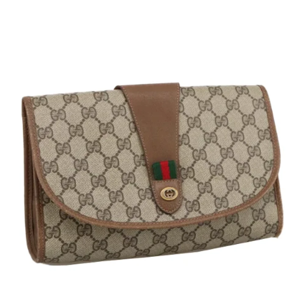 Gucci Vintage Pre-owned Leather clutches Beige Dames