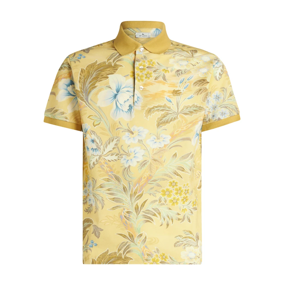 ETRO Bloemenprint Polo Shirt Geel Multicolor Heren