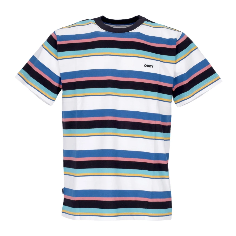 Obey Gestreepte Tee Zwart Multi Katoenen T-Shirt Multicolor Heren