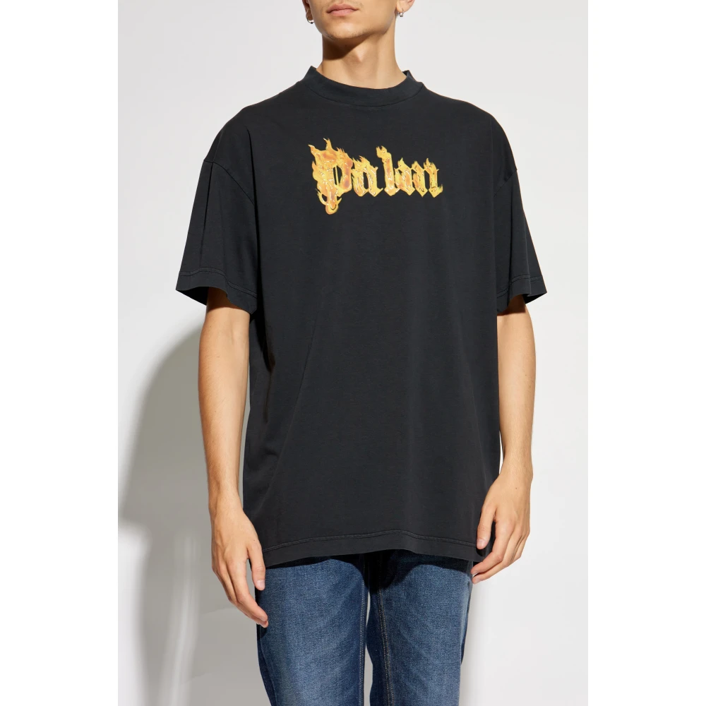 Palm Angels T-shirt met bedrukt logo Black Heren