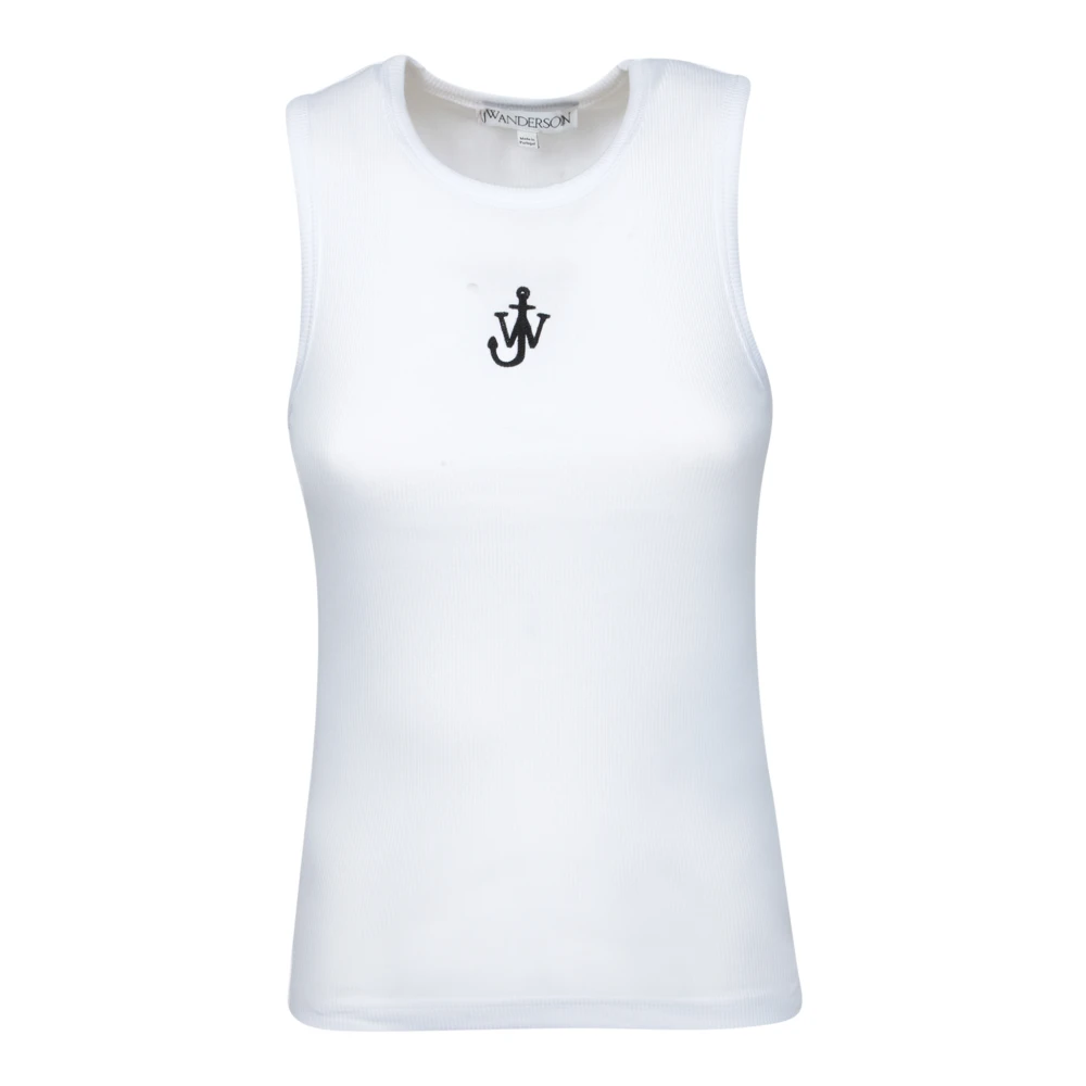 JW Anderson Ankerembleem geribbelde gebreide top White Dames