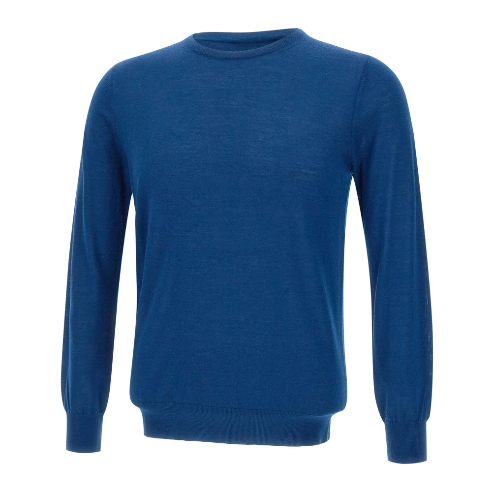 Kangra Blauwe Wol Crew Neck Sweater Blue Heren