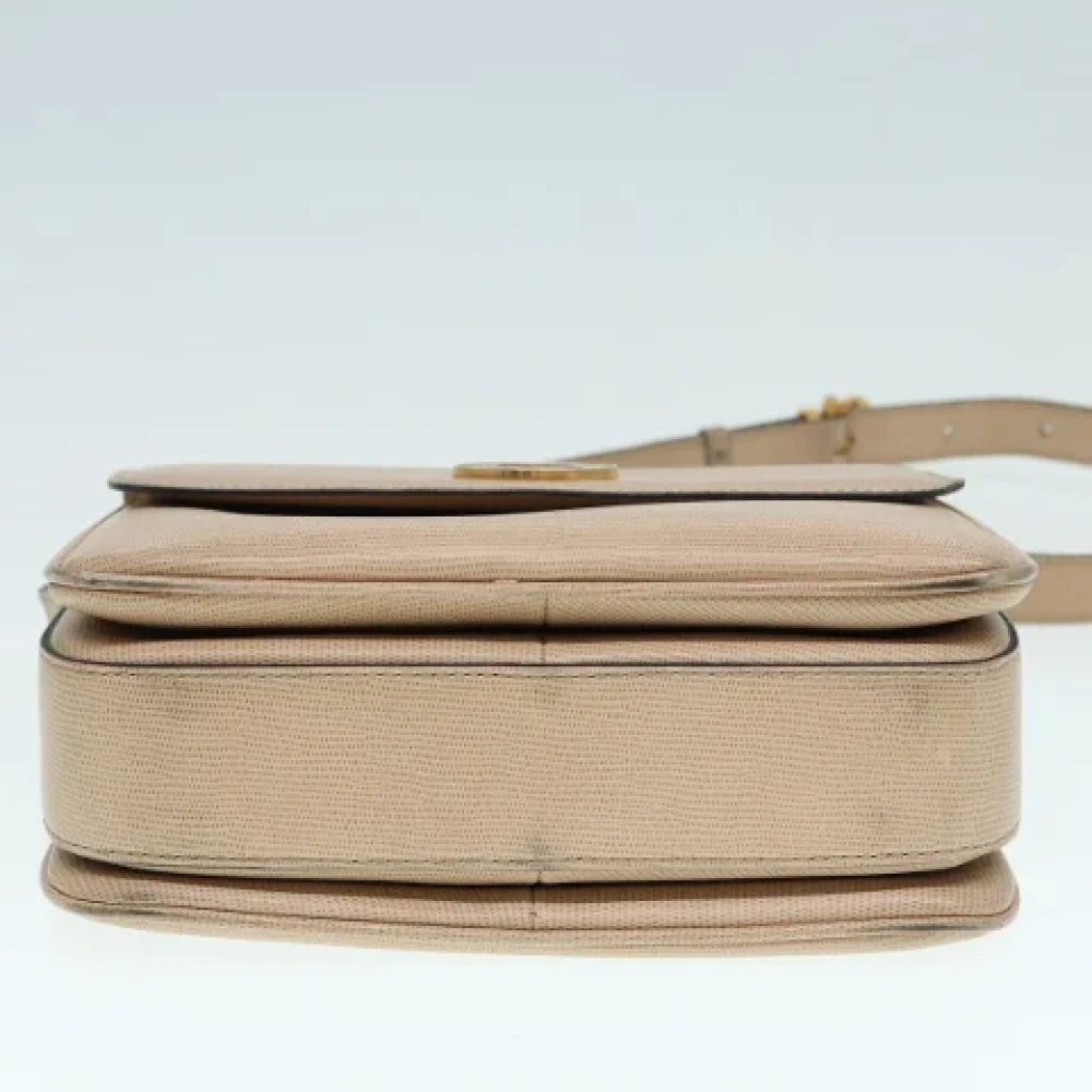 Celine Vintage Pre-owned Leather shoulder-bags Beige Dames