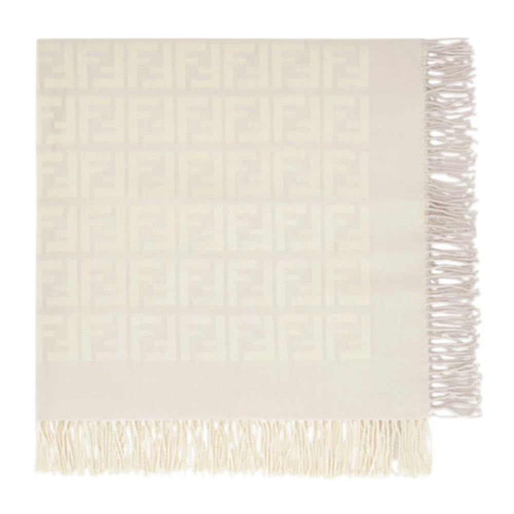 Fendi Luxe Beige Franje Deken Beige Unisex