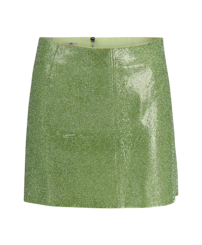 jupe-verte-a-line-avec-strass