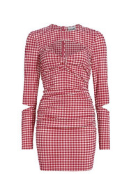 Pink Ganni Stretch Seersucker Cutout Mini Dress Kjole Og Skjørt