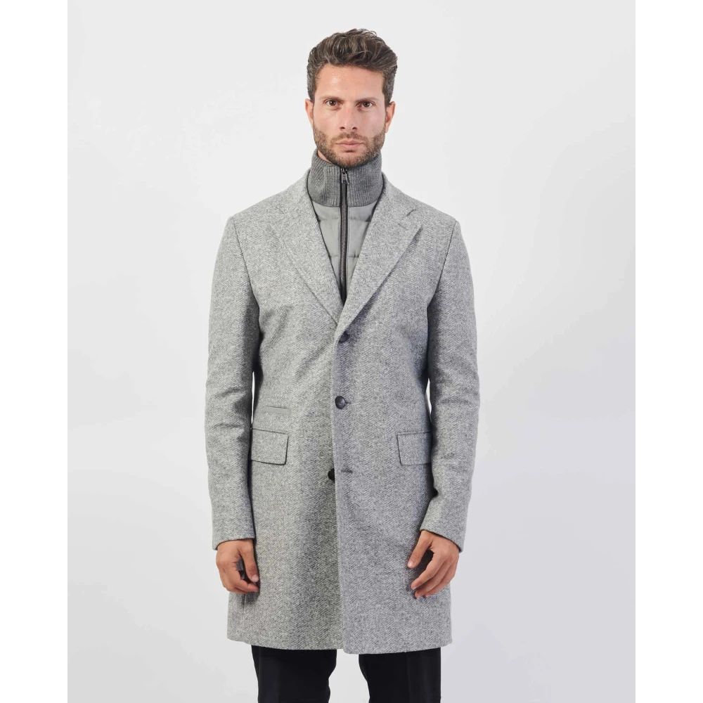 Hugo Boss Grijze Wollen Blend Visgraatjas Gray Heren