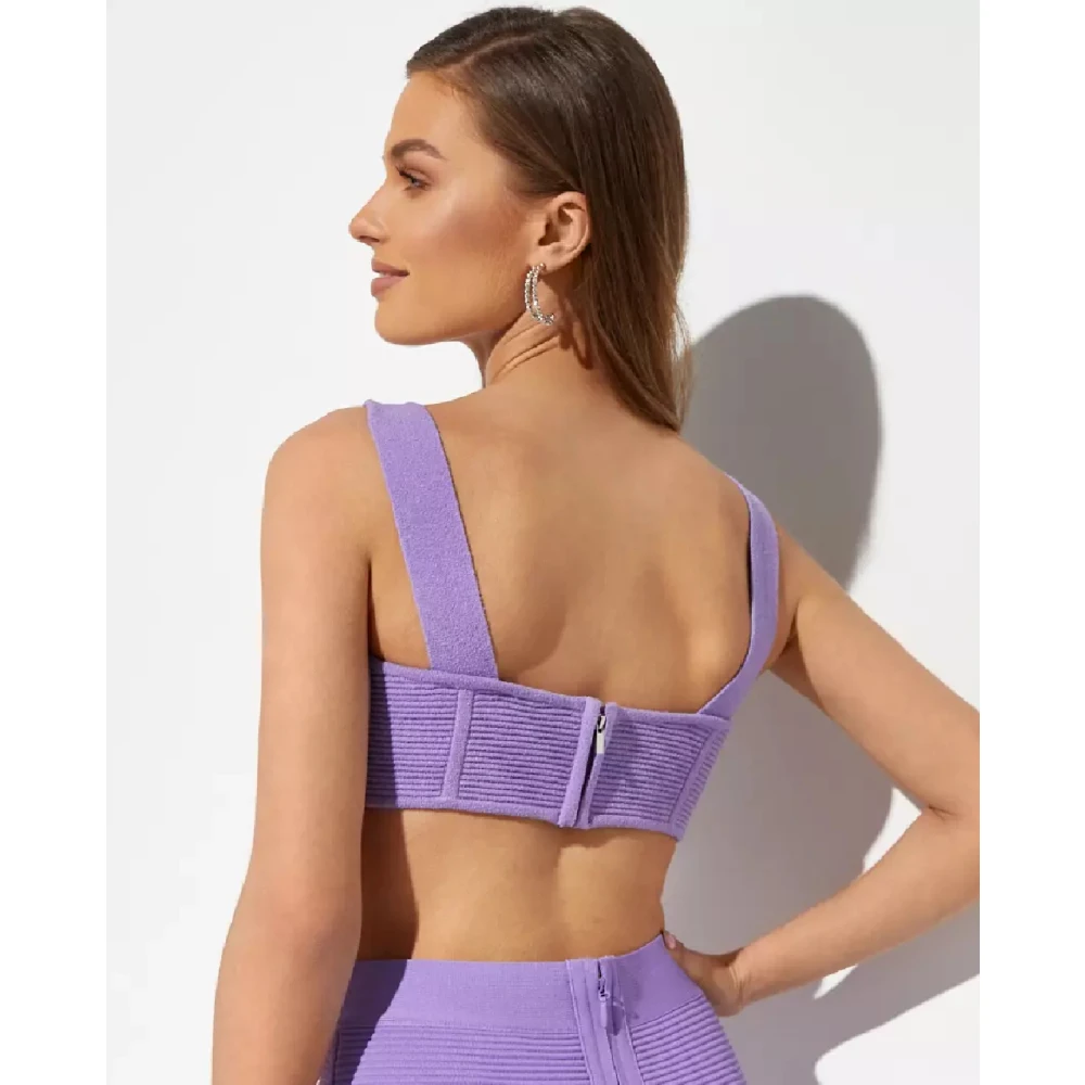 Herve Leger Lila Boucle Stijlvolle Top Purple Dames
