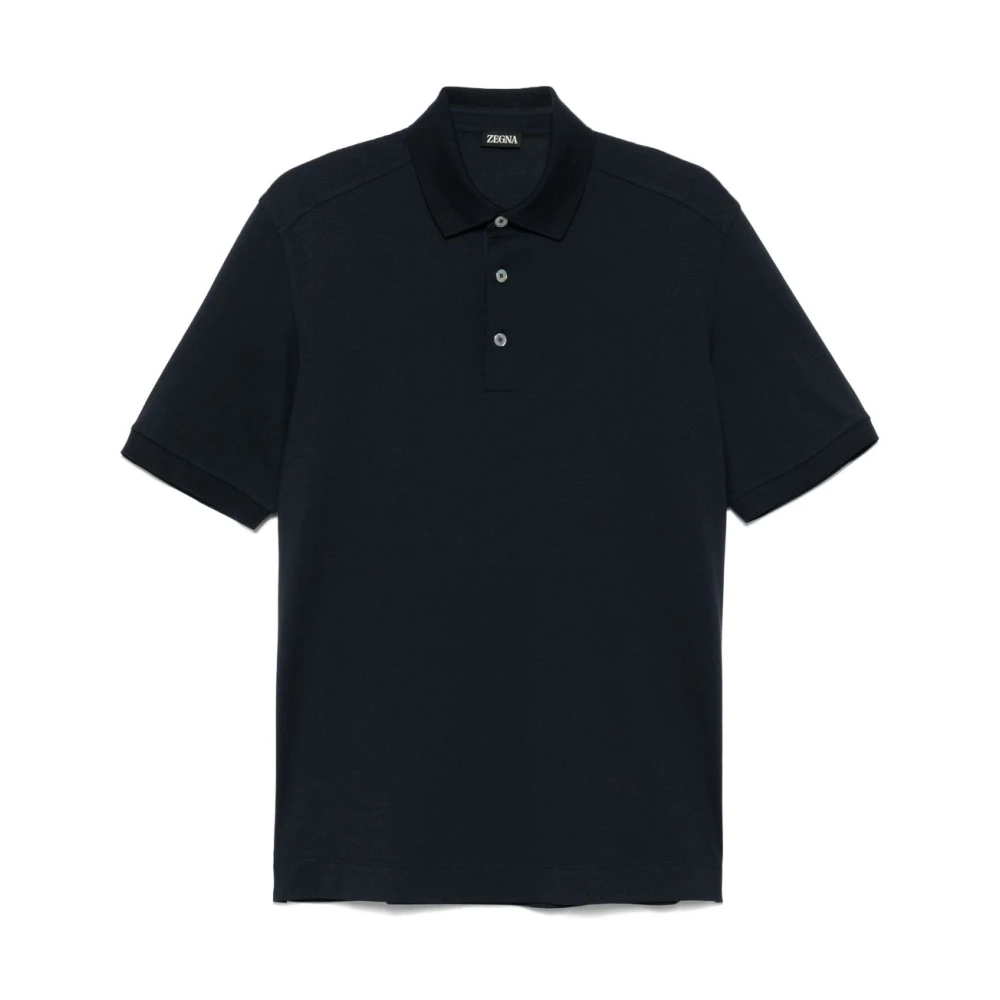 Ermenegildo Zegna Blauw Poloshirt met Korte Mouwen Blue Heren