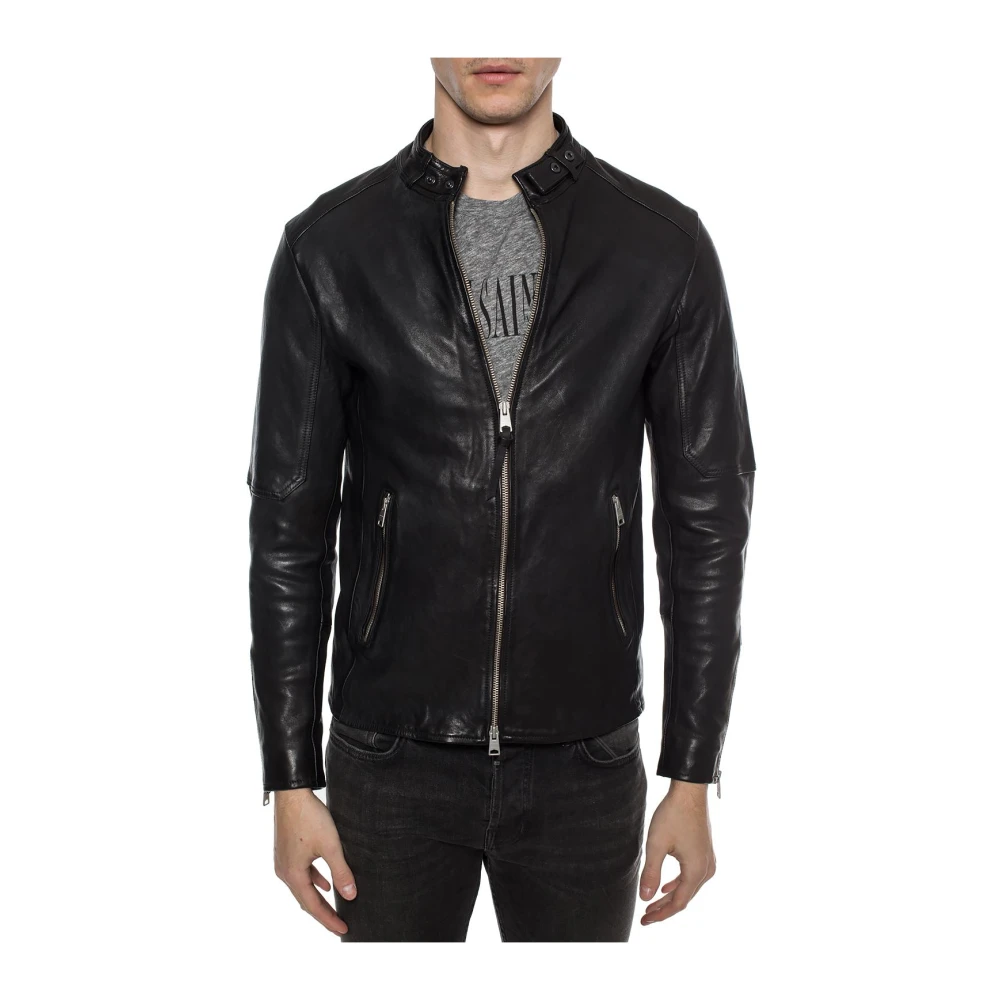 AllSaints Leren Jas Black Heren