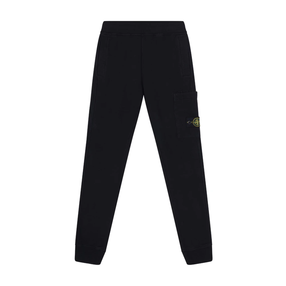 Stone Island Black Sweatpants, Male, 10 Y, Compass Trousers