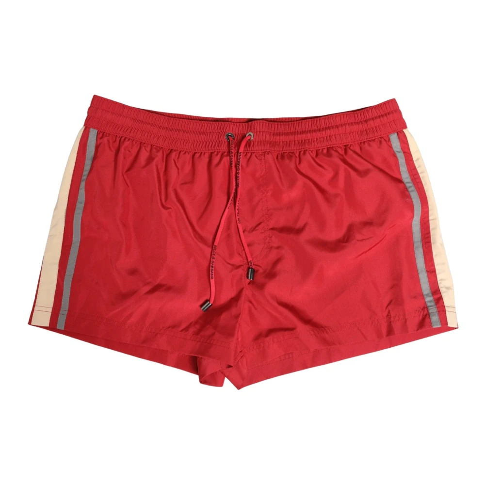 Dolce & Gabbana Men's Red Beachwear, S, Swim Shorts