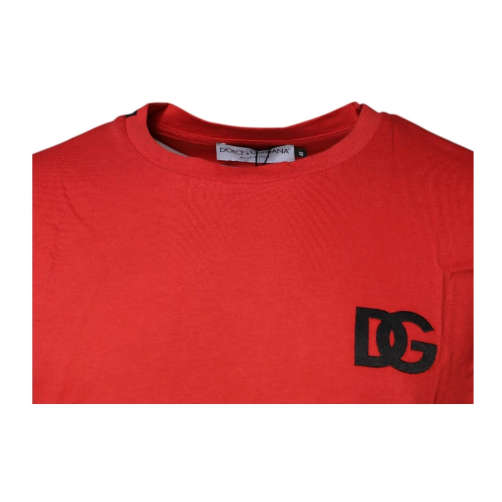 Dolce & Gabbana Rode Katoenen Crew Neck T-shirt Red Heren