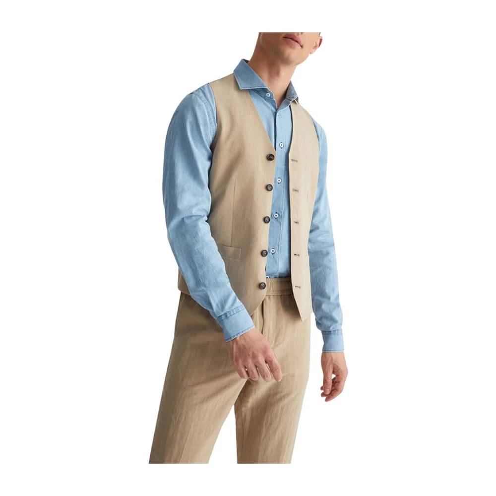 Liu Jo Elegante V-hals Bruine Sweater Vest Beige Heren