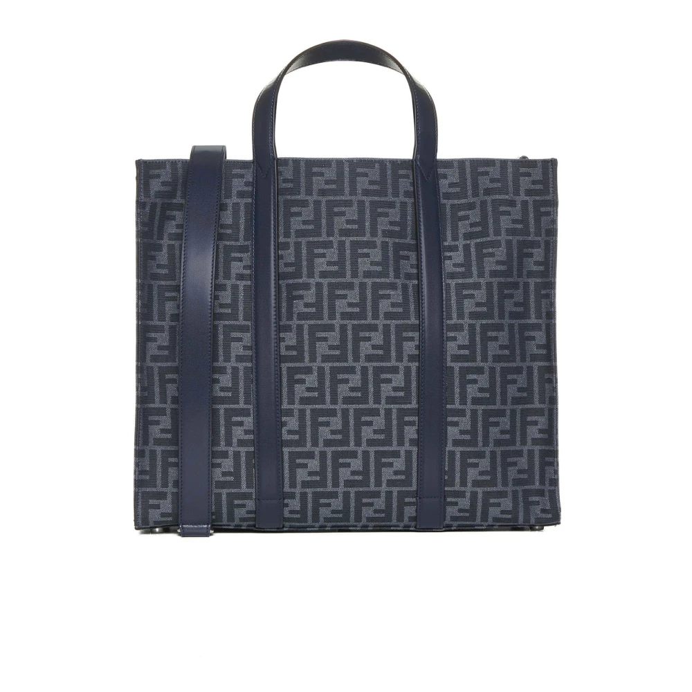 Fendi Blauwe FF Motief Jacquard Handtas Black Heren