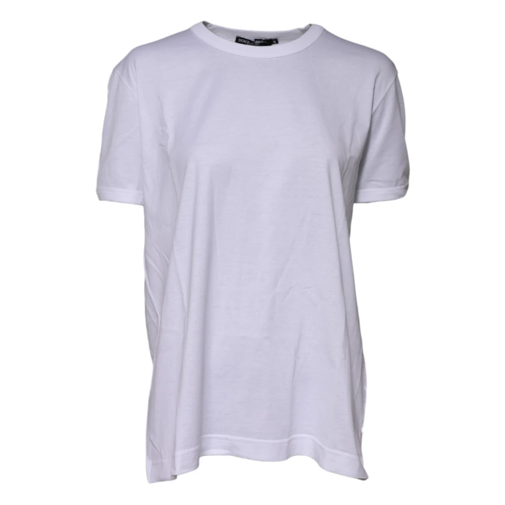Dolce & Gabbana Women's White Cotton Goodluck Crew Neck T-Shirt