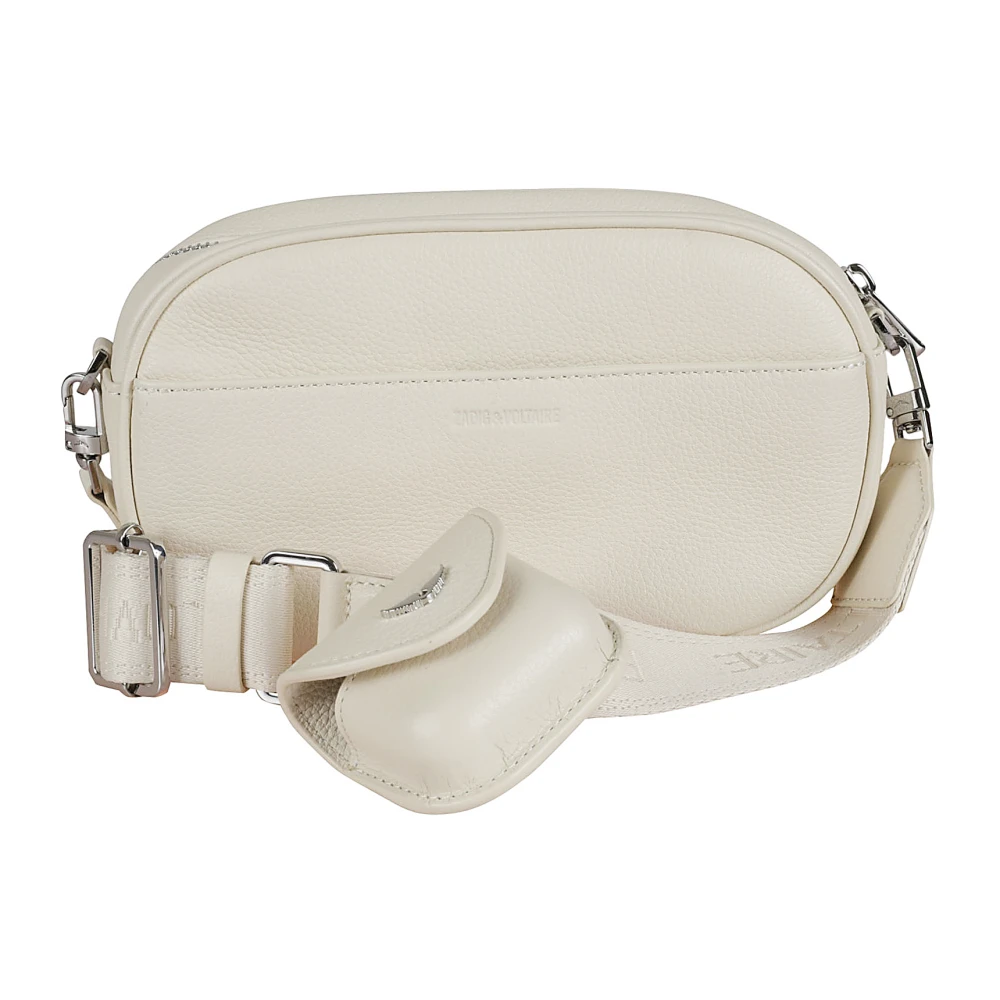 Zadig & Voltaire Gestructureerde leren Schoudertas Zwart White Dames