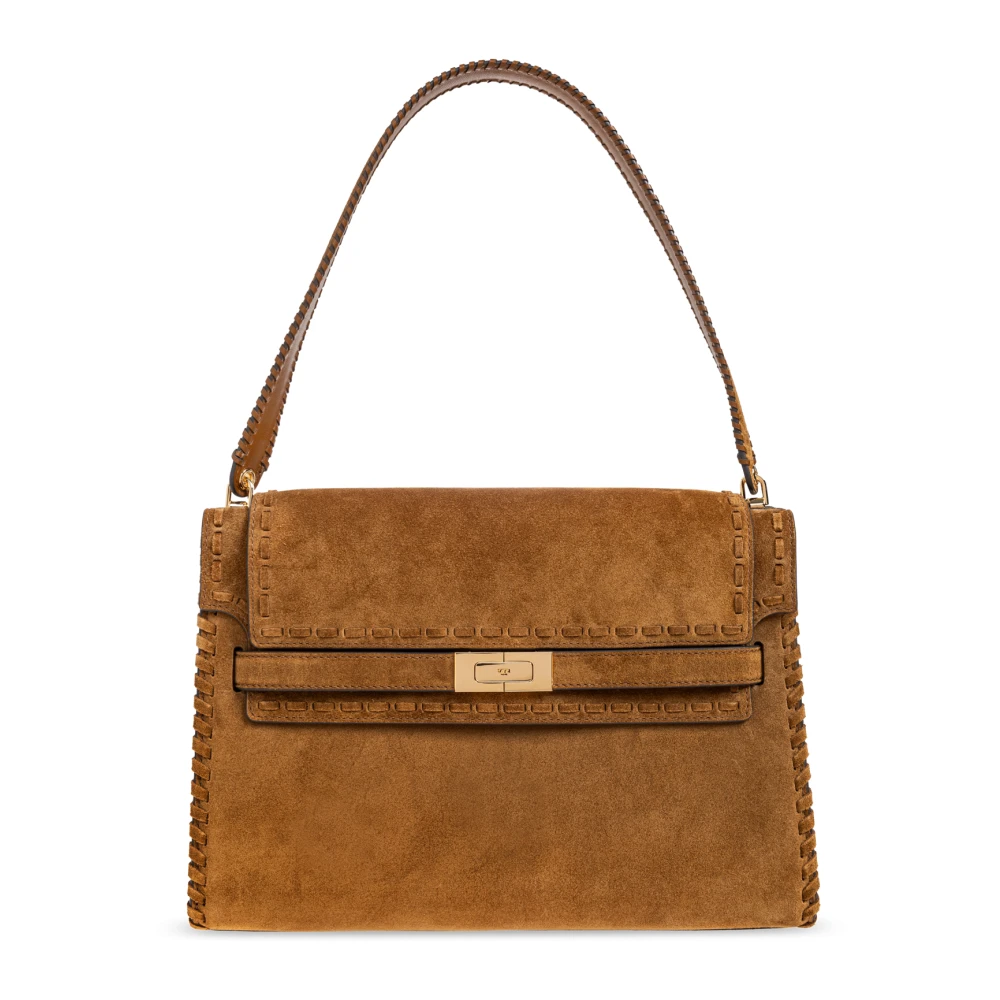 Tory Burch Women's Brown Large Lee Radziwill Suede Shoulder Bag - Shoulder Bags - One Size - Bags