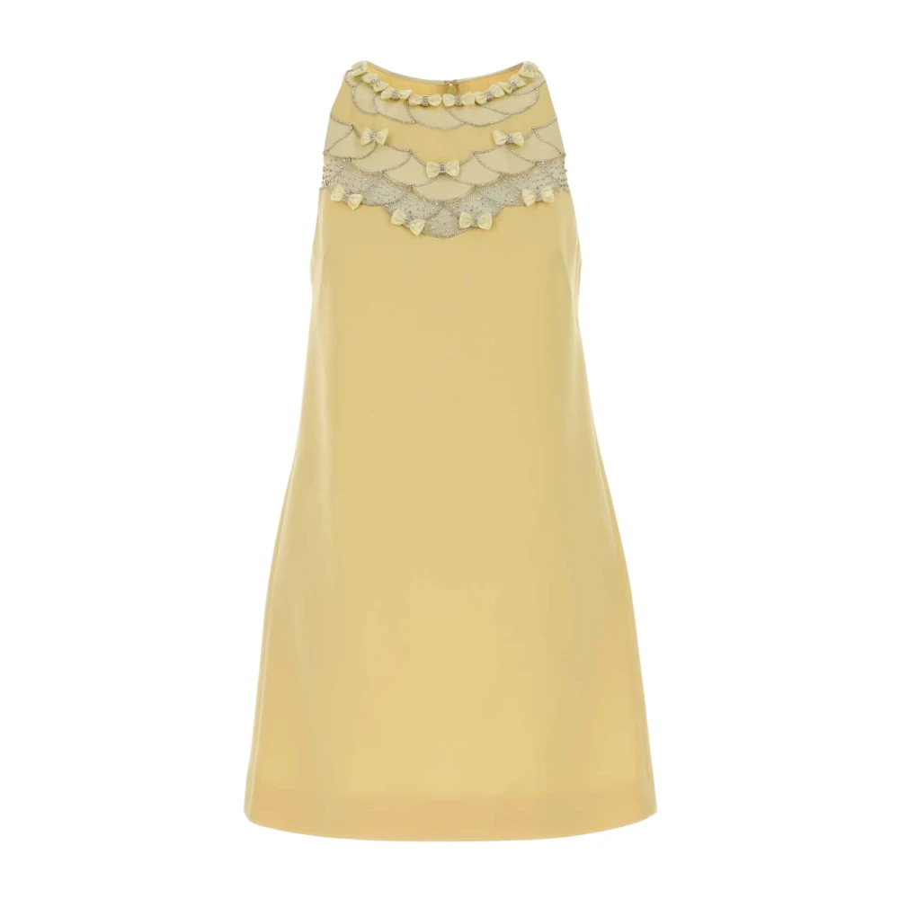 Valentino Garavani Women's Yellow Embroidered Crepe Couture Short Dress