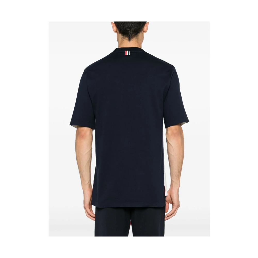 Thom Browne Tweekleurige Streep Crew Neck T-shirt White Heren