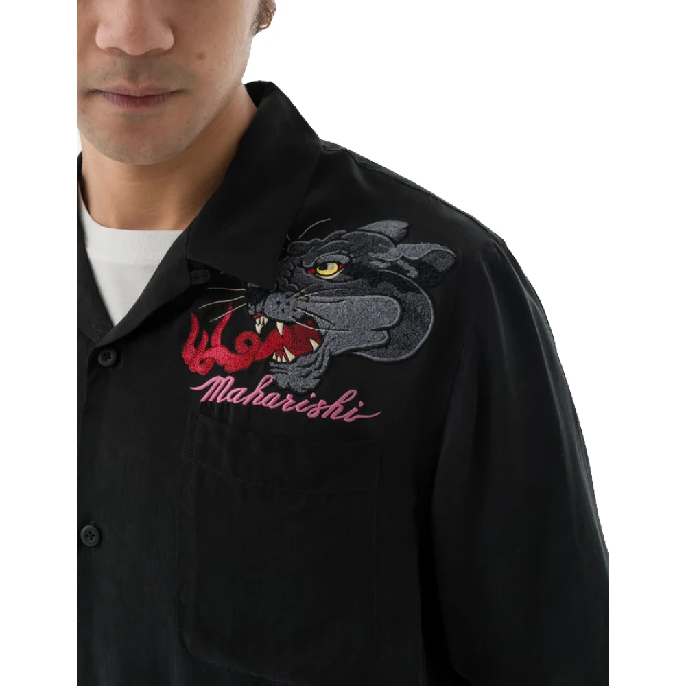 Maharishi Dual Phanters Camp Collar Shirt Black Heren