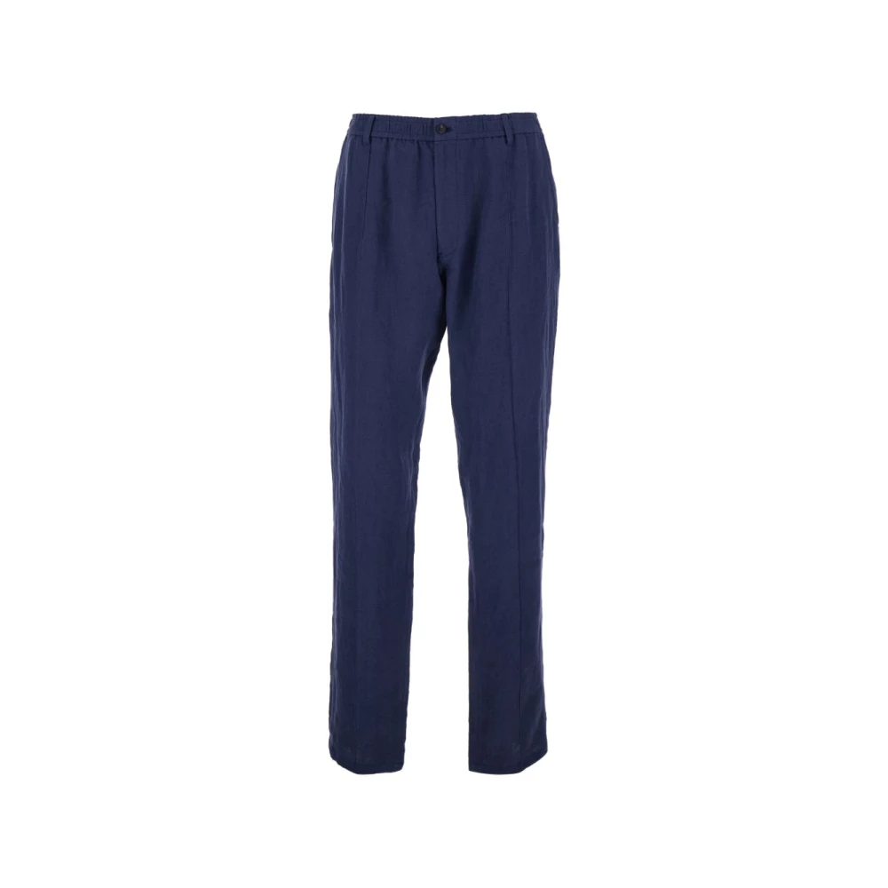 Emporio Armani Mannelijk Blauw Broeken Heren, Xl, Linnen, Straight Broeken