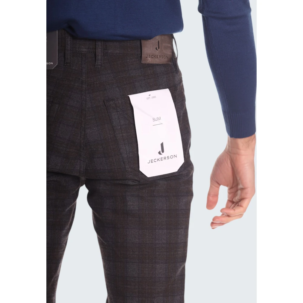 Jeckerson Slim Fit Bruin Geruite Broek Brown Heren