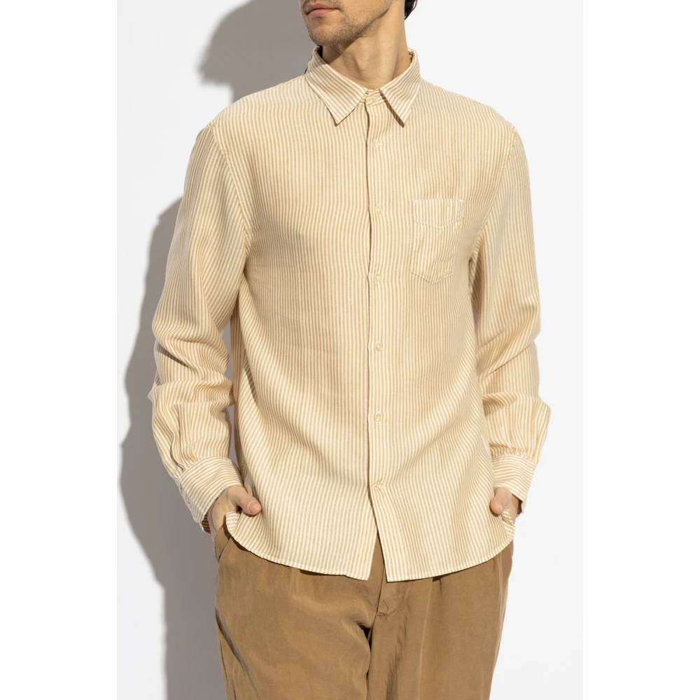 Officine Générale Overhemd met streepjespatroon Beige Heren