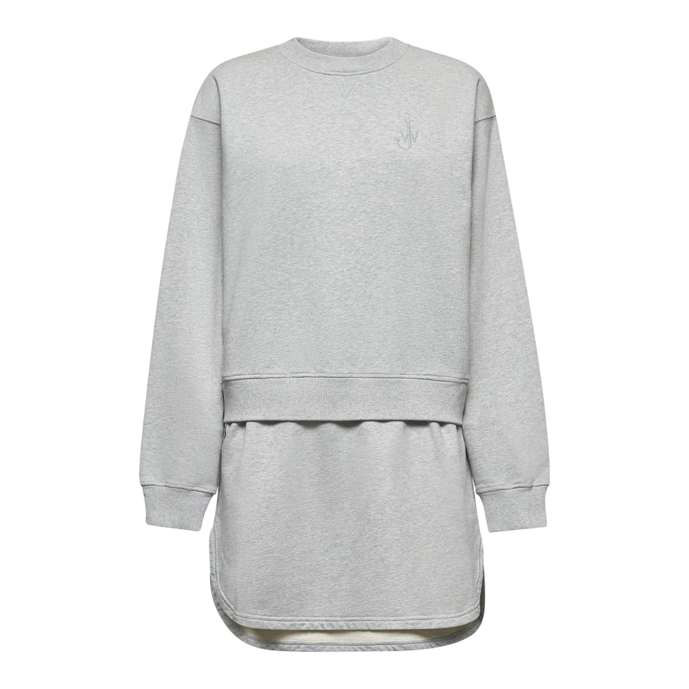 JW Anderson Ankerlogo Geborduurde Grijze Katoenen Trui Gray Dames
