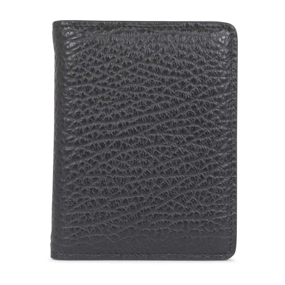 Maison Margiela Zwarte leren kaarthouder met vierstiks motief Black Dames