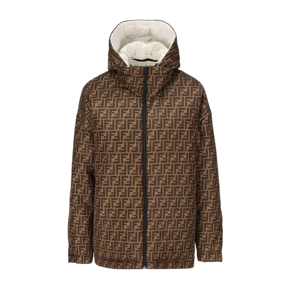 Fendi Ski-jack met Logo Double Face White Dames